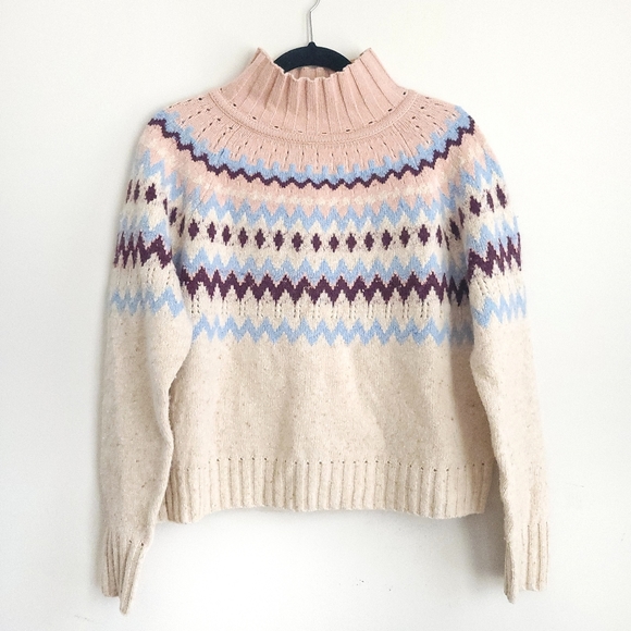 Rebecca Taylor Barbiecore Fair Isle Turtleneck Sweater - Picture 3 of 13